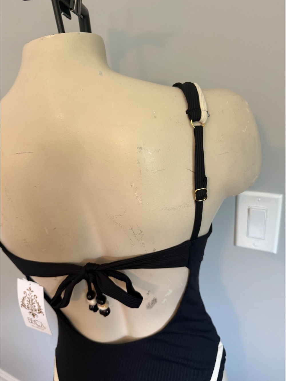 BECCA by Rebecca Virtue Black and White One-Piece Swimsuit Size Medium - Picture 10 of 15